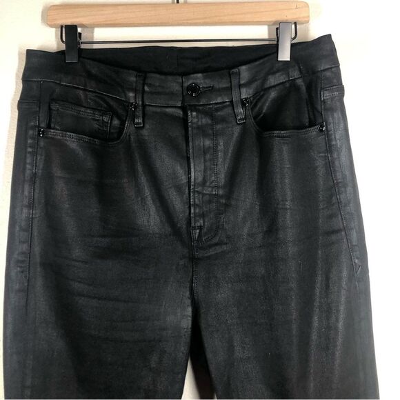 Good American Good Legs Waxed Coated Black Skinny Jeans Women’s Size 16 - Picture 2 of 8